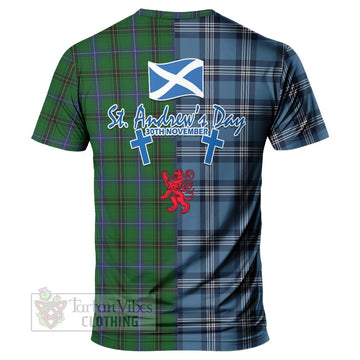 Henderson Tartan T-Shirt Happy St. Andrew's Day Half Tartan Style