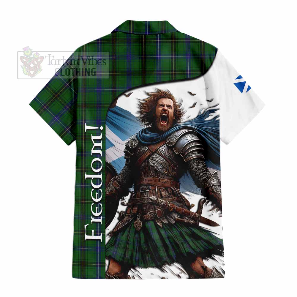 Tartan Vibes Clothing Henderson Crest Tartan Short Sleeve Button Shirt Inspired by the Freedom of Scottish Warrior