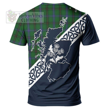 Henderson Tartan T-Shirt Featuring Thistle and Scotland Map