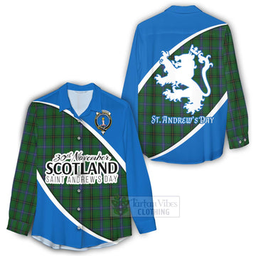 Henderson Family Crest Tartan Women's Casual Shirt Celebrate Saint Andrew's Day in Style