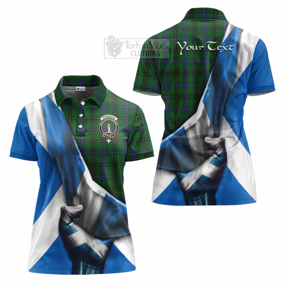 Tartan Vibes Clothing Henderson Tartan Women's Polo Shirt with Family Crest Scotland Patriotic Style