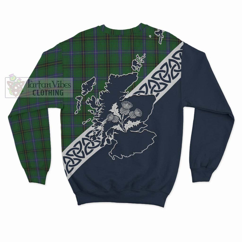 Tartan Vibes Clothing Henderson Tartan Sweatshirt Featuring Thistle and Scotland Map