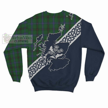 Henderson Tartan Sweatshirt Featuring Thistle and Scotland Map