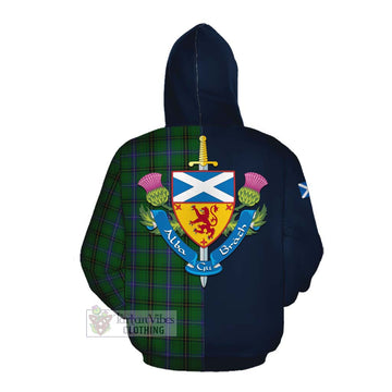 Henderson Tartan Cotton Hoodie Alba with Scottish Lion Royal Arm Half Style