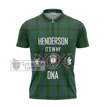 Henderson Tartan Zipper Polo Shirt with Family Crest DNA In Me Style