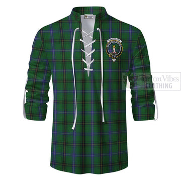 Henderson Tartan Ghillie Kilt Shirt with Family Crest Celtic Skull Style