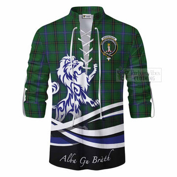 Henderson Tartan Ghillie Kilt Shirt with Alba Gu Brath Regal Lion Emblem