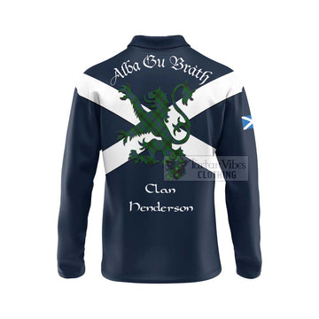 Henderson Tartan Lion Rampant Long Sleeve Polo Shirt  Proudly Display Your Heritage with Alba Gu Brath and Clan Name