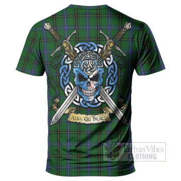 Henderson Tartan T-Shirt with Family Crest Celtic Skull Style