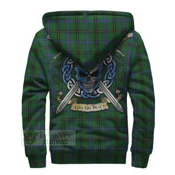 Henderson Tartan Sherpa Hoodie with Family Crest Celtic Skull Style