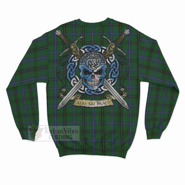 Henderson Tartan Sweatshirt with Family Crest Celtic Skull Style