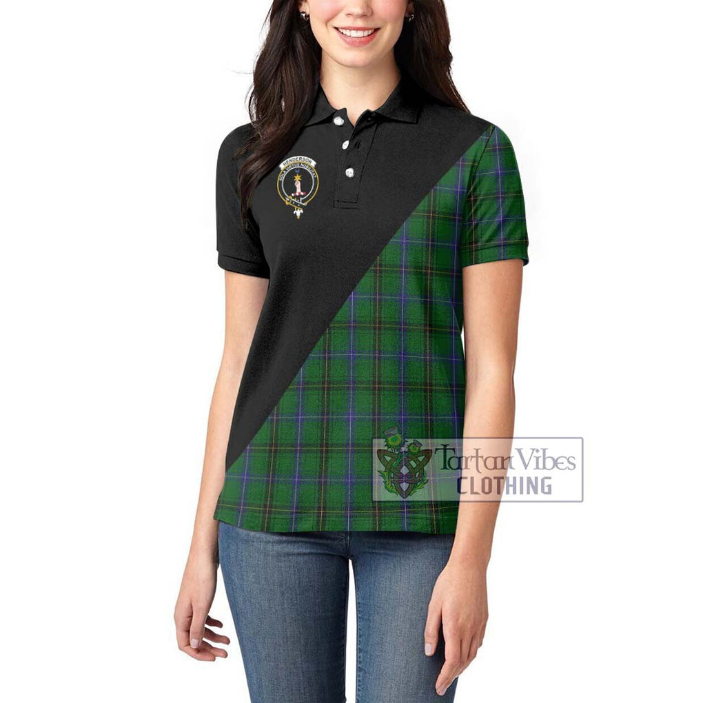 Henderson Tartan Women's Polo Shirt with Family Crest and Military Logo Style - Tartanvibesclothing Shop