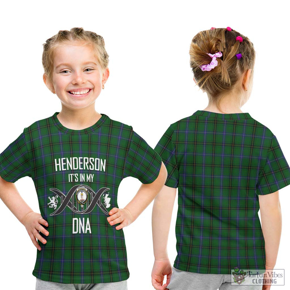 Henderson Tartan Kid T-Shirt with Family Crest DNA In Me Style - Tartanvibesclothing Shop