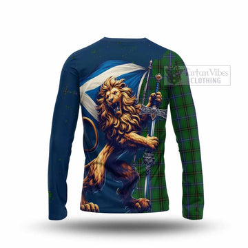 Henderson Tartan Family Crest Long Sleeve T-Shirt with Scottish Majestic Lion