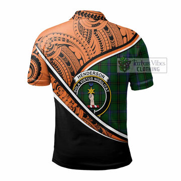 Henderson Crest Tartan Polo Shirt with Polynesian Vibes Style - Orange Version