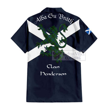 Henderson Tartan Lion Rampant Short Sleeve Button Shirt  Proudly Display Your Heritage with Alba Gu Brath and Clan Name