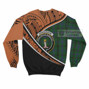 Henderson Crest Tartan Sweatshirt with Polynesian Vibes Style - Orange Version