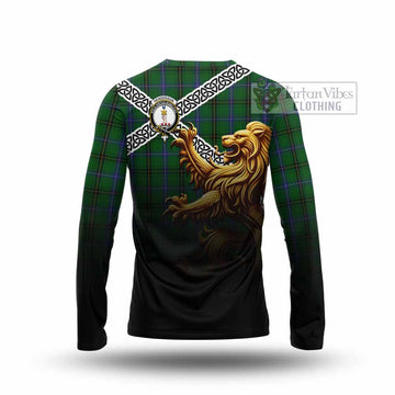 Henderson Crest Tartan Long Sleeve T-Shirt with Golden Lion Emblem Celtic Style - Tartan Vibes Clothing