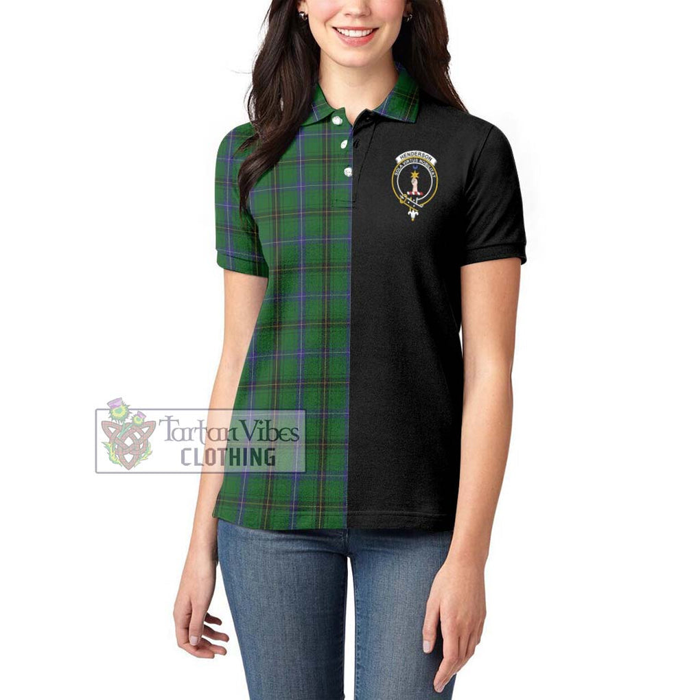 Henderson Tartan Women's Polo Shirt with Family Crest and Half Of Me Style - Tartanvibesclothing Shop