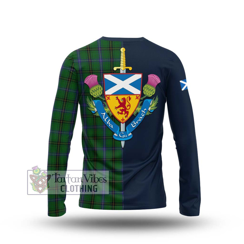 Tartan Vibes Clothing Henderson Tartan Long Sleeve T-Shirt with Scottish Lion Royal Arm Half Style