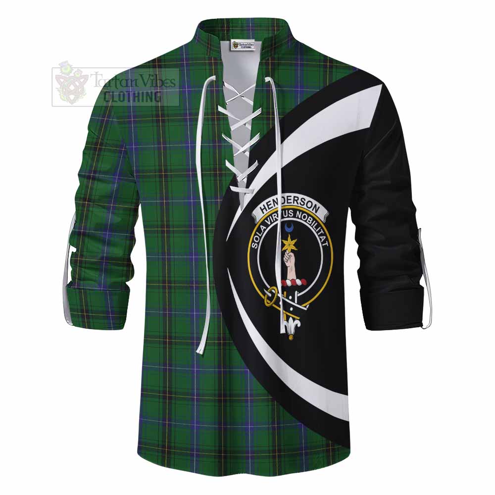 Tartan Vibes Clothing Henderson Tartan Ghillie Kilt Shirt with Family Crest Circle Style