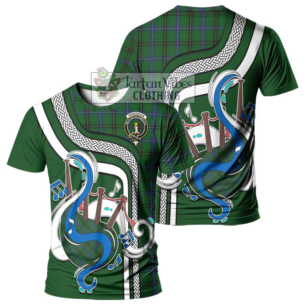 Henderson Tartan T-Shirt with Epic Bagpipe Style - Tartanvibesclothing Shop