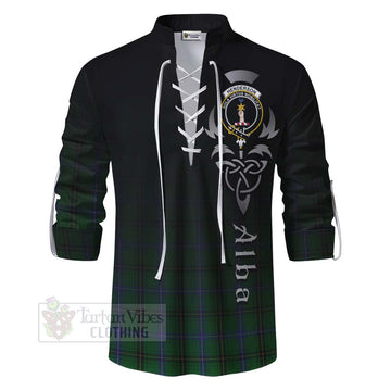 Henderson Tartan Ghillie Kilt Shirt Featuring Alba Gu Brath Family Crest Celtic Inspired