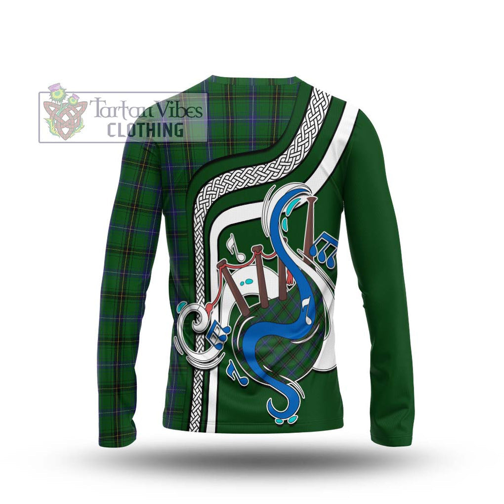 Tartan Vibes Clothing Henderson Tartan Long Sleeve T-Shirt with Epic Bagpipe Style