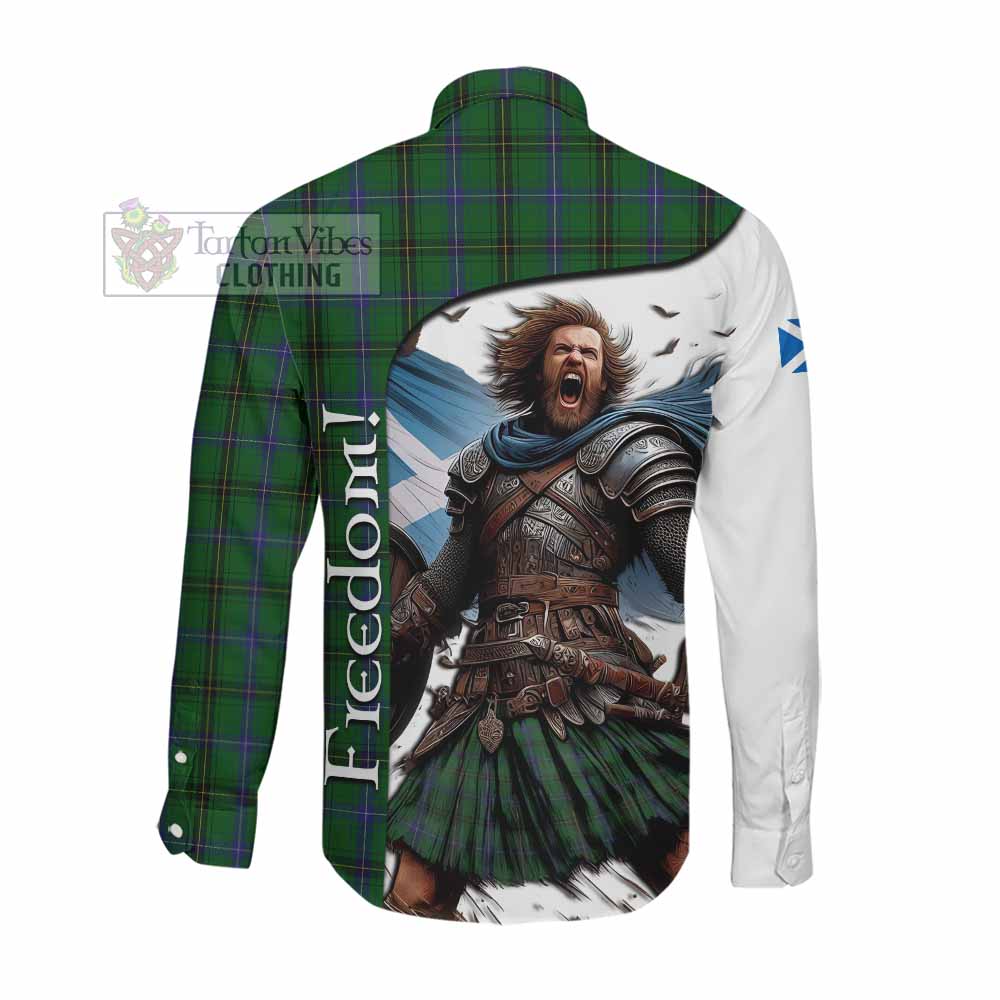 Tartan Vibes Clothing Henderson Crest Tartan Long Sleeve Button Shirt Inspired by the Freedom of Scottish Warrior