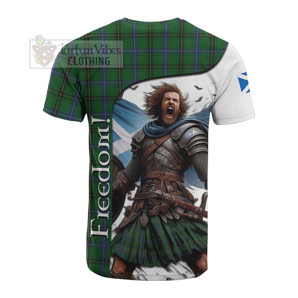 Tartan Vibes Clothing Henderson Crest Tartan Cotton T-shirt Inspired by the Freedom of Scottish Warrior