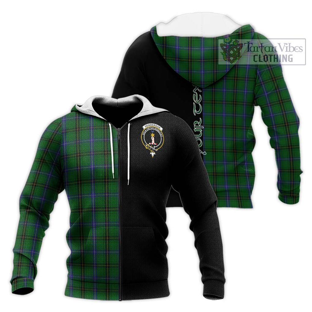 Henderson Tartan Knitted Hoodie with Family Crest and Half Of Me Style Unisex Knitted Zip Hoodie - Tartanvibesclothing Shop