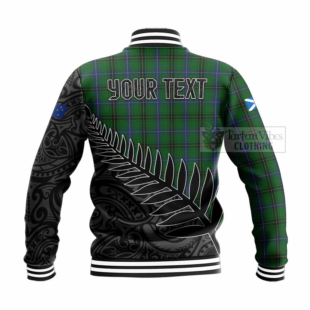 Tartan Vibes Clothing Henderson Crest Tartan Baseball Jacket with New Zealand Silver Fern Half Style