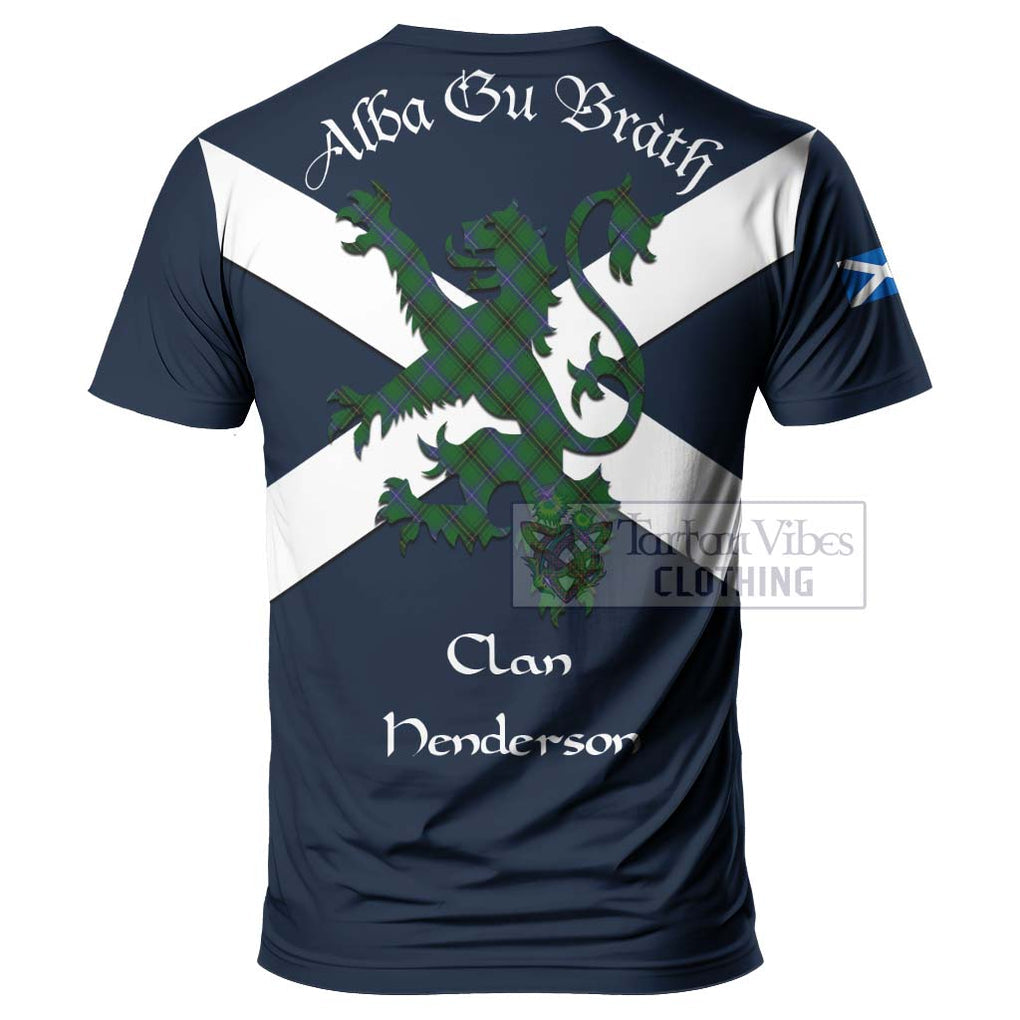 Tartan Vibes Clothing Henderson Tartan Lion Rampant T-Shirt – Proudly Display Your Heritage with Alba Gu Brath and Clan Name