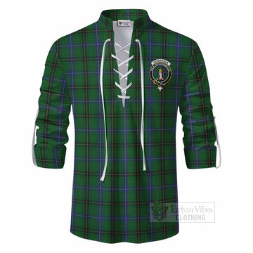 Henderson Tartan Ghillie Kilt Shirt with Family Crest DNA In Me Style