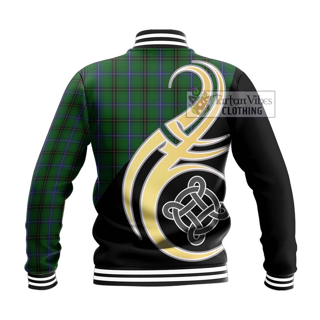 Henderson Tartan Baseball Jacket with Family Crest and Celtic Symbol Style - Tartan Vibes Clothing