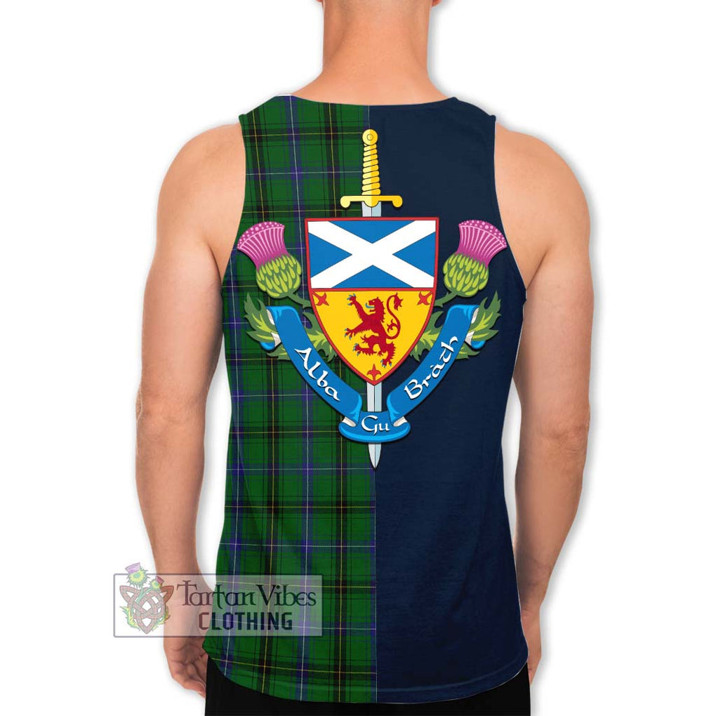 Tartan Vibes Clothing Henderson Tartan Men's Tank Top with Scottish Lion Royal Arm Half Style