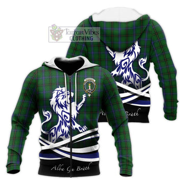 Henderson Tartan Knitted Hoodie with Alba Gu Brath Regal Lion Emblem