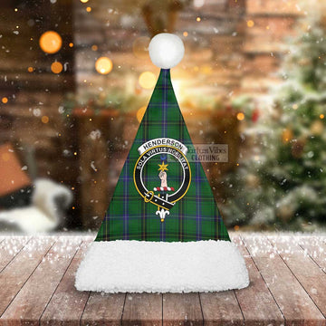 Henderson Tartan Christmas Santa Hats with Family Crest