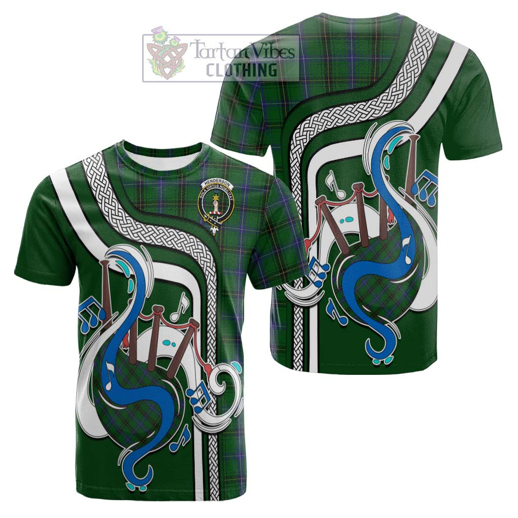 Tartan Vibes Clothing Henderson Tartan Cotton T-shirt with Epic Bagpipe Style