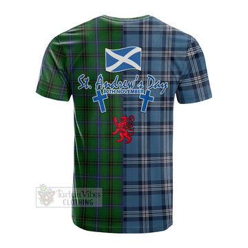 Henderson Tartan Cotton T-shirt Happy St. Andrew's Day Half Tartan Style