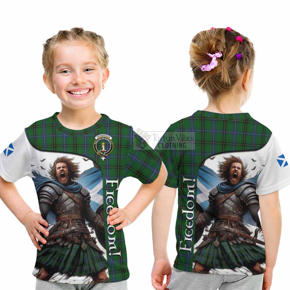 Tartan Vibes Clothing Henderson Crest Tartan Kid T-Shirt Inspired by the Freedom of Scottish Warrior