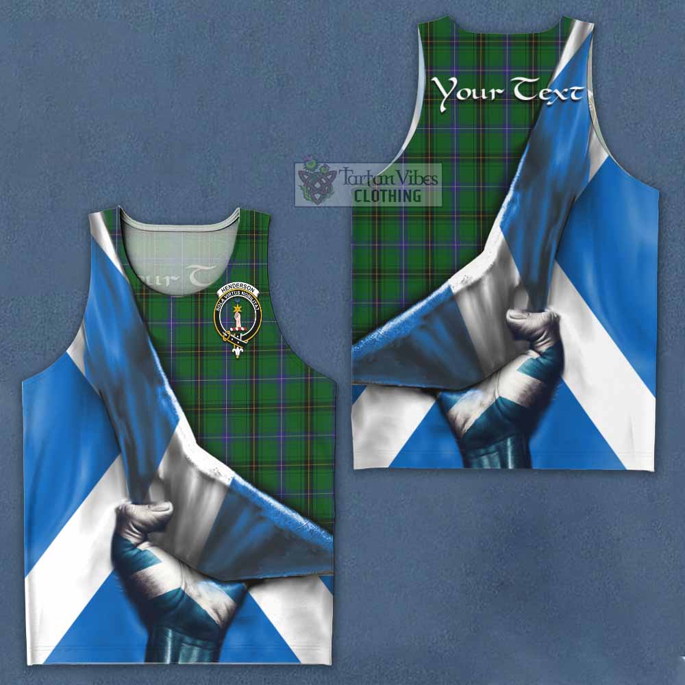 Tartan Vibes Clothing Henderson Tartan Men's Tank Top with Family Crest Scotland Patriotic Style