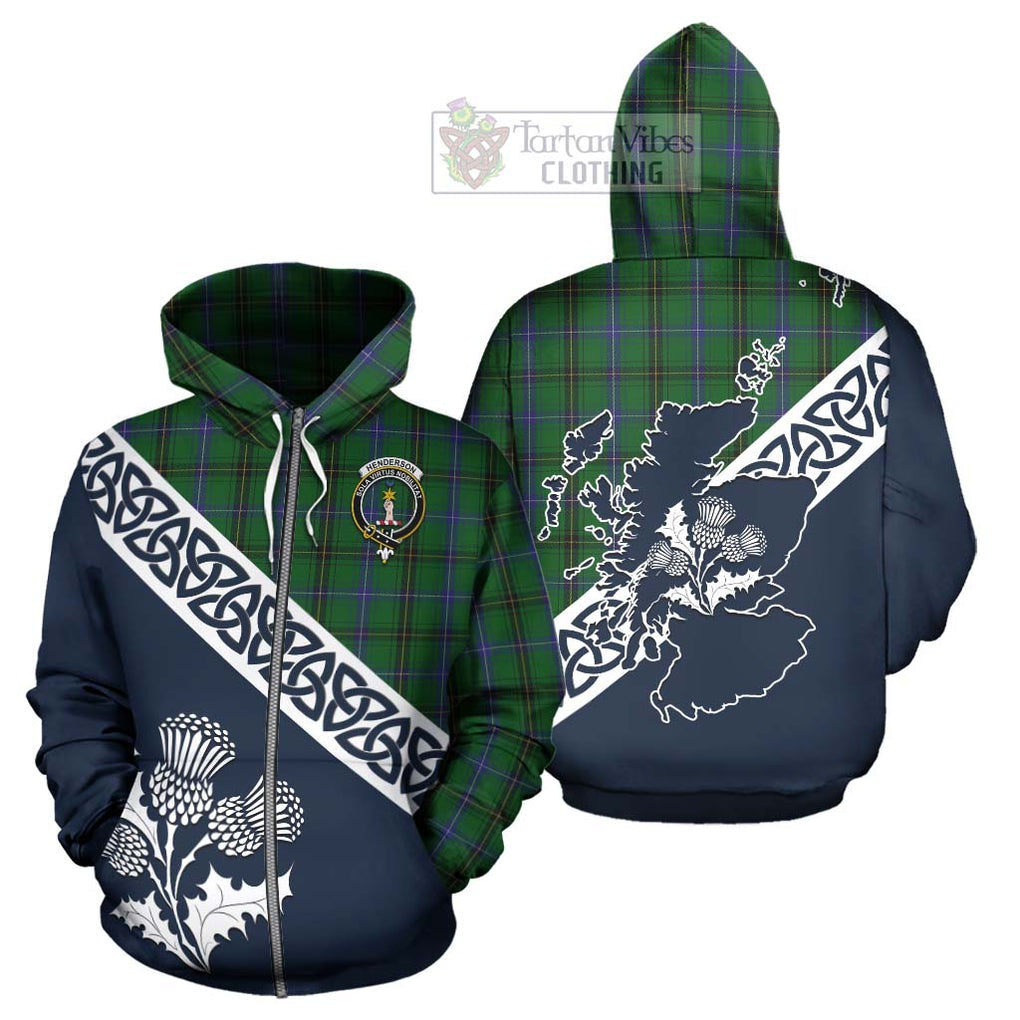 Tartan Vibes Clothing Henderson Tartan Hoodie Featuring Thistle and Scotland Map