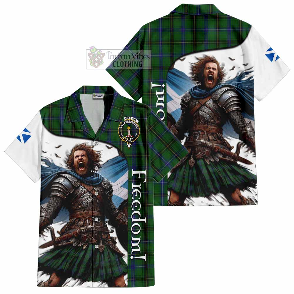 Tartan Vibes Clothing Henderson Crest Tartan Short Sleeve Button Shirt Inspired by the Freedom of Scottish Warrior