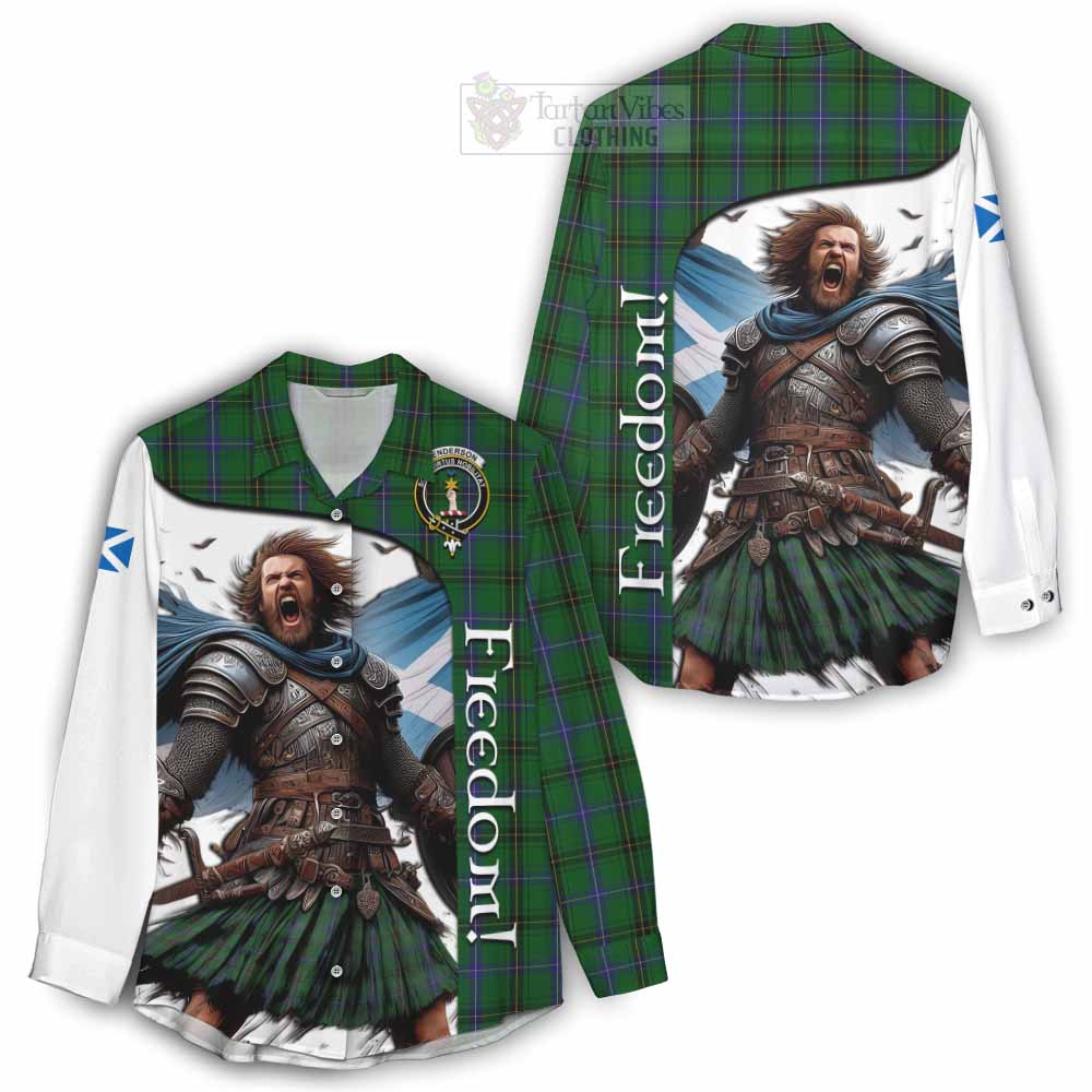 Tartan Vibes Clothing Henderson Crest Tartan Women's Casual Shirt Inspired by the Freedom of Scottish Warrior