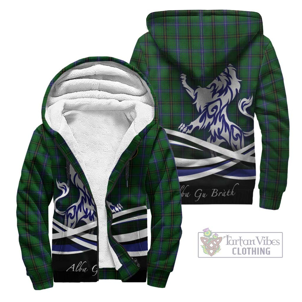 Henderson Tartan Sherpa Hoodie with Alba Gu Brath Regal Lion Emblem Unisex - Tartanvibesclothing Shop