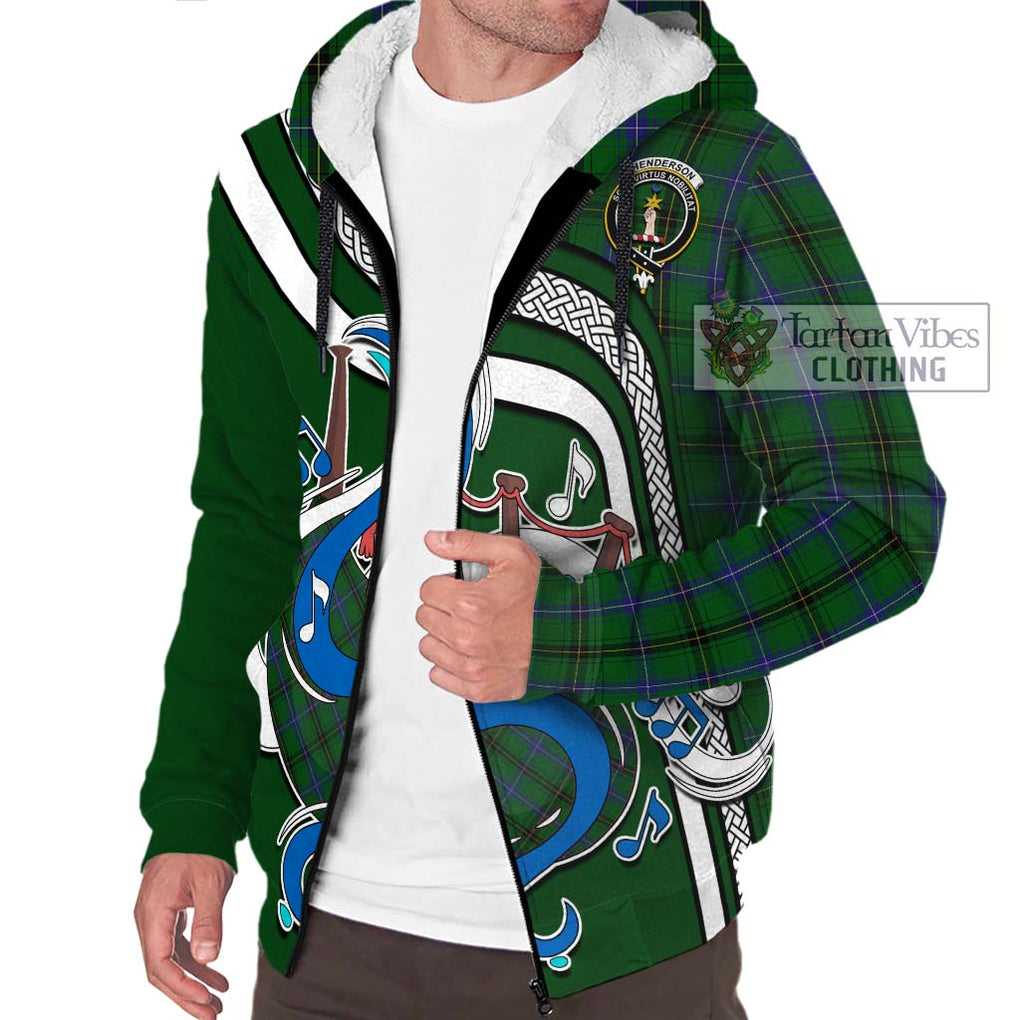 Henderson Tartan Sherpa Hoodie with Epic Bagpipe Style Unisex - Tartanvibesclothing Shop