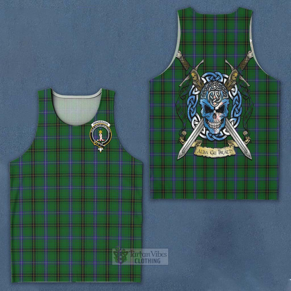 Tartan Vibes Clothing Henderson Tartan Men's Tank Top with Family Crest Celtic Skull Style