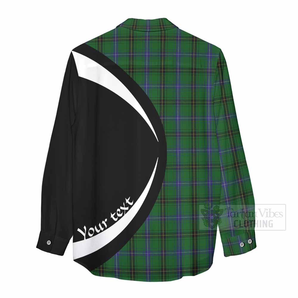 Tartan Vibes Clothing Henderson Tartan Women's Casual Shirt with Family Crest Circle Style