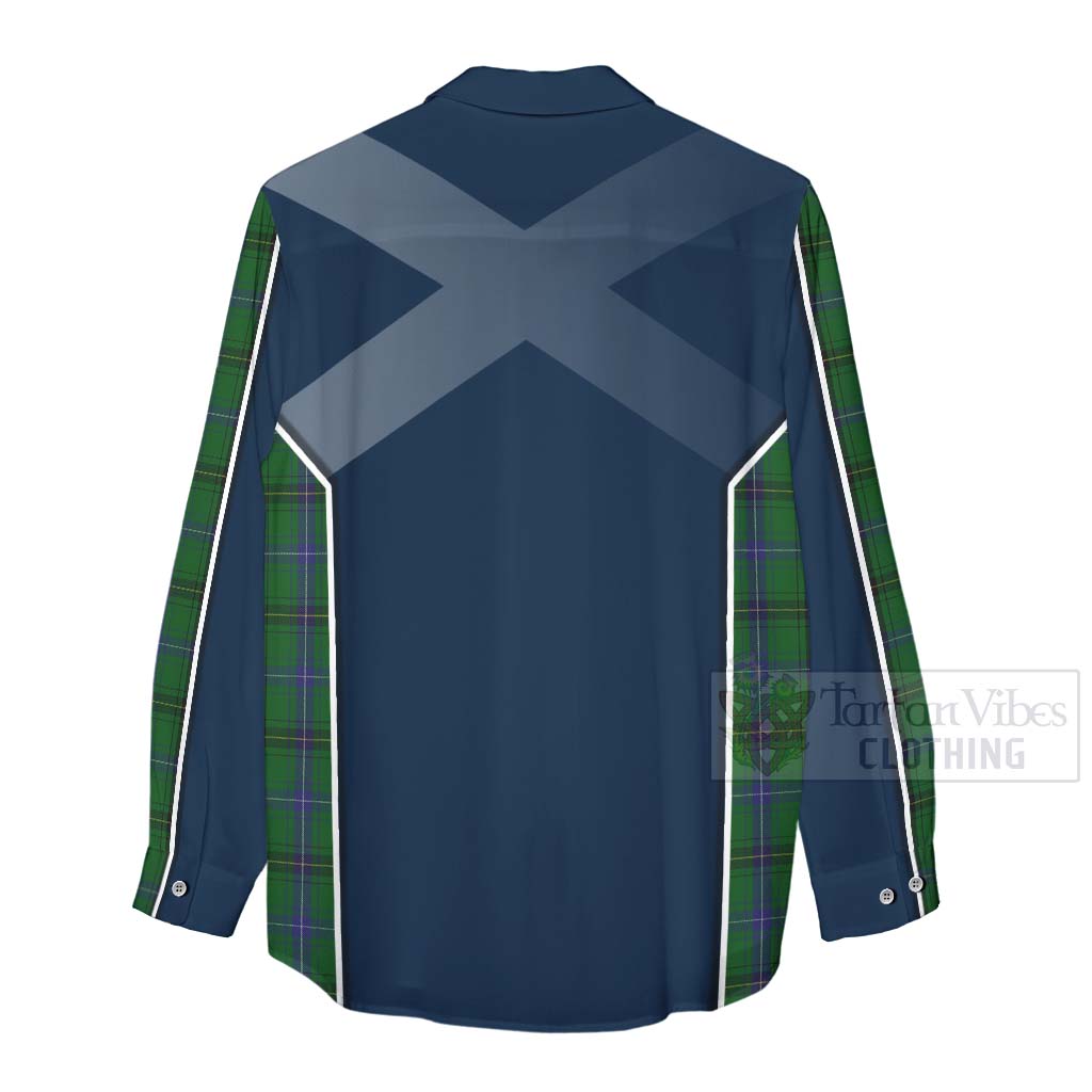 Tartan Vibes Clothing Henderson Tartan Women's Casual Shirt with Family Crest and Scottish Thistle Vibes Sport Style